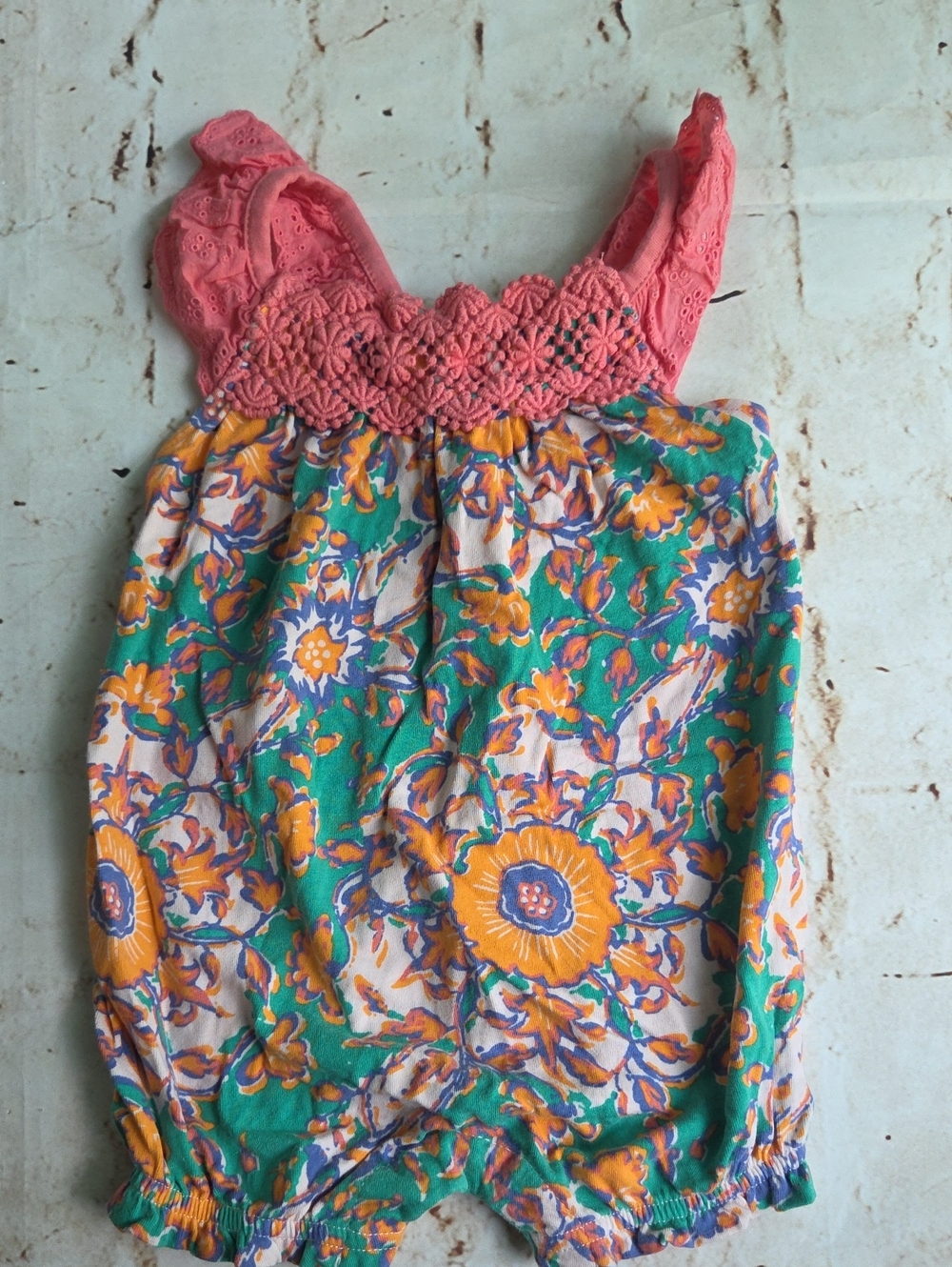 Matilda Jane Coral and Green Floral Baby One-Piece